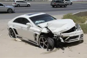 A car after an accident by the road